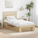 vidaXL Ágykeret fejtámlával Sonoma tölgy 80 x 200 cm Faanyag