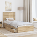 vidaXL Tárolós Ágy fejtámlával Sonoma tölgy 90 x 190 cm Faanyag