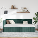 vidaXL Sarokágy keret fejtámlával Sötétzöld 90 cm x 190 cm Bársony