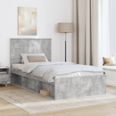 vidaXL Ágykeret fejtámlával Beton Szürke 100 x 200 cm Tömör fenyőfa