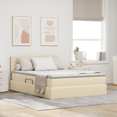 vidaXL LED tárolós ágy matraccal Krém 140 x 200 cm Szövet