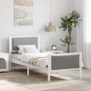 vidaXL Ágykeret fejtámlával Világosszürke 80 x 200 cm szövet