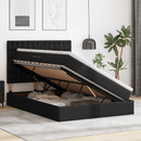 vidaXL Tárolós Ágy matracmal fejtámlával Fekete 140 x 190 cm Műbőr
