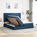 vidaXL Tárolós Ágy fejtámlával tárolóval Kék 200 x 200 cm Szövet