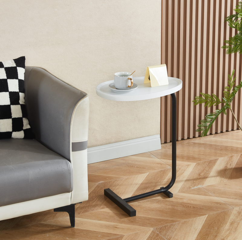 Kisasztal, fehér/fekete, ABERY