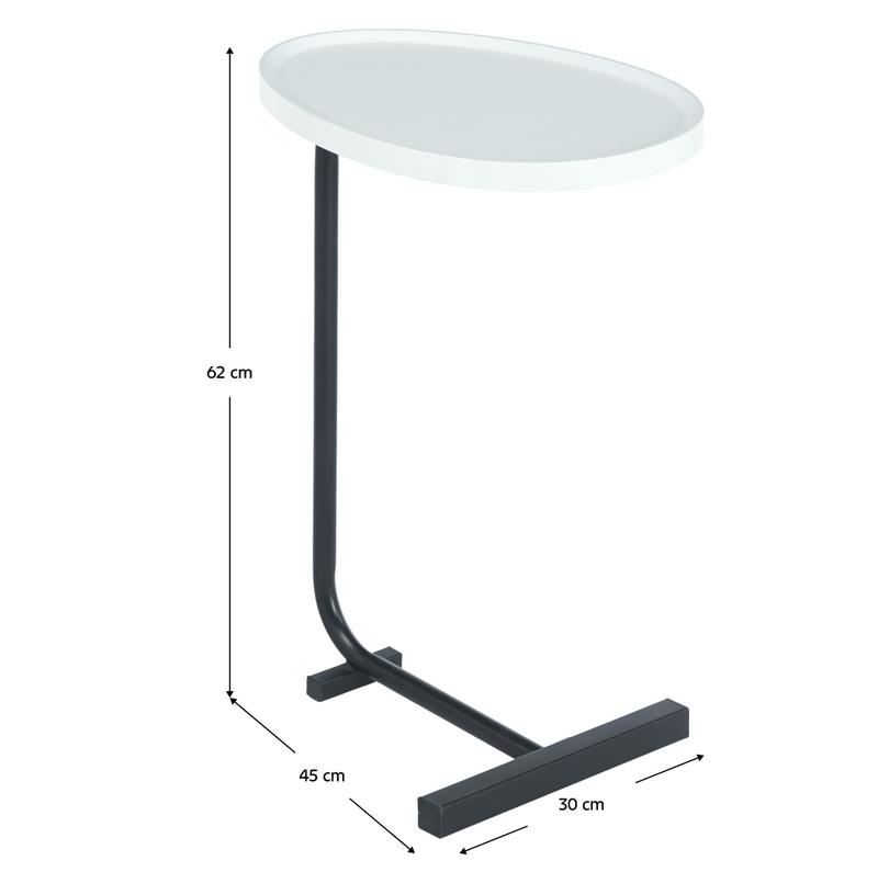 Kisasztal, fehér/fekete, ABERY