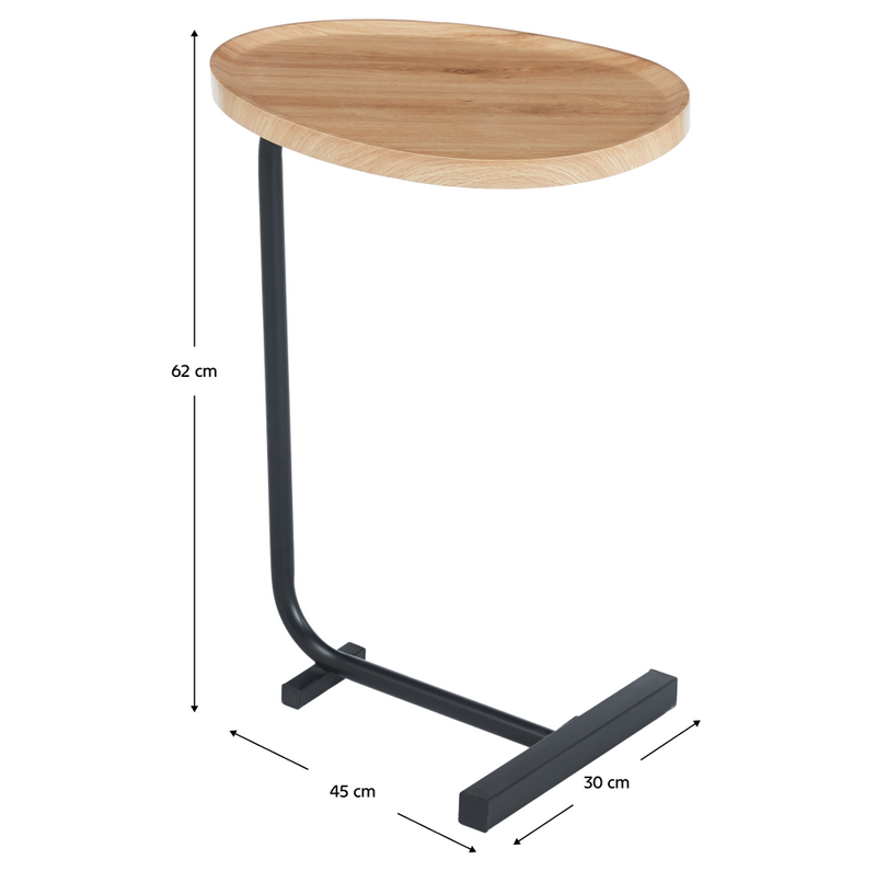 Kisasztal, tölgy/fekete, ABERY