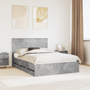 vidaXL Ágykeret fiókkal tárolóval Beton Szürke 150 x 200 cm Mérnöki Fa