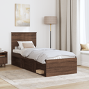 vidaXL Ágykeret fejtámlával Barna Tölgy 75 x 190 cm Tömör fenyőfa