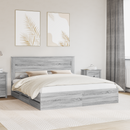 vidaXL Ágykeret fiókkal Szürke Sonoma 200 x 200 cm Mérnöki Fa