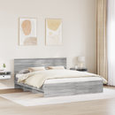 vidaXL Ágykeret fejtámlával Szürke Sonoma 200 x 200 cm Faanyag