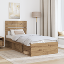 vidaXL Ágykeret fejtámlával Művészi tölgy 75 x 190 cm Tömör fenyőfa