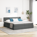 vidaXL LED tárolós ágy matraccal Sötétszürke 180 x 200 cm Szövet