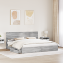 vidaXL Tárolós Ágy fejtámlával Szürke Sonoma 200 x 200 cm Faanyag