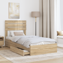 vidaXL Tárolós Ágy fejtámlával Sonoma tölgy 90 x 190 cm Faanyag
