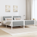 vidaXL Ágykeret Fehér és világosszürke 200 x 200 cm Tömör fenyőfa