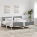 vidaXL Ágykeret Fehér és világosszürke 200 x 200 cm Tömör fenyőfa