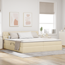 vidaXL LED tárolós ágy matraccal Krém 200 x 200 cm Szövet