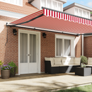 vidaXL Behúzható napellenző Piros és Fehér 500 × 300 cm