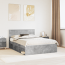 vidaXL Ágykeret fejtámlával Beton 140 x 200 cm Tömör fenyőfa
