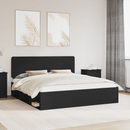 vidaXL Ágykeret fejtámlával Fekete 180 x 200 cm Tömör fenyőfa