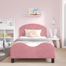 vidaXL Gyerekágy kerettel fejtámlával Rózsaszín 90 x 200 cm Bársony