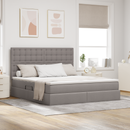 vidaXL LED tárolós ágy matraccal Tópszínű 160 x 200 cm Szövet