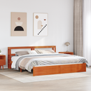 vidaXL Ágykeret fejtámlával Faggyú barna 200 x 200 cm Tömör fenyőfa