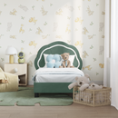 vidaXL Gyerekágy keret fejtámlával Tengeri Zöld 70 x 140 cm Bársony