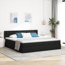 vidaXL LED tárolós ágy matraccal Fekete 200 x 200 cm Szövet