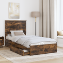vidaXL Tárolós Ágy fiókkal Füstölt tölgy 100 x 200 cm Faanyag