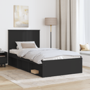 vidaXL Ágykeret fejtámlával Fekete 100 x 200 cm Tömör fenyőfa