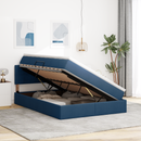 vidaXL LED tárolós ágy matraccal Kék 140 x 190 cm Szövet