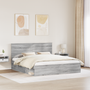 vidaXL Ágykeret fejtámlával Szürke Sonoma 200 x 200 cm Tömör fenyőfa