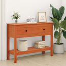 vidaXL Konzolasztal Faggyú barna 100 x 35 x 75 cm Szilárd Fenyőfa