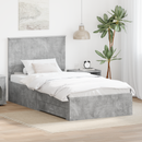 vidaXL Ágykeret fejtámlával fiókkal Beton Szürke 100 x 200 cm Faanyag