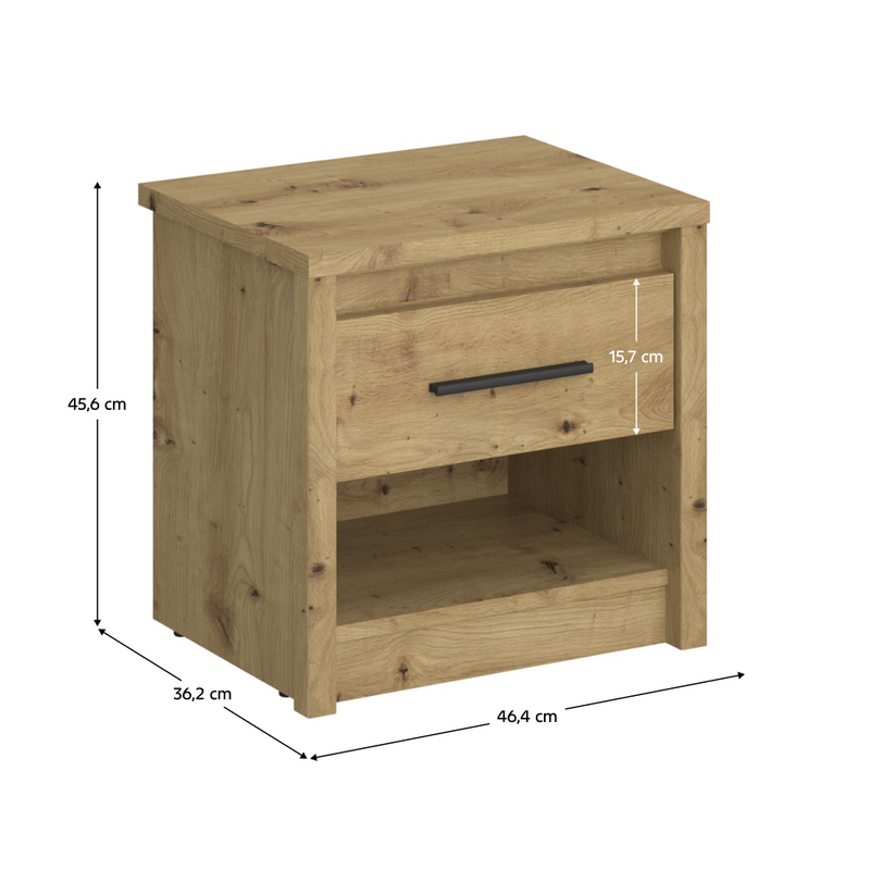 Éjjeliszekrény 1S, artisan tölgy, AIRON