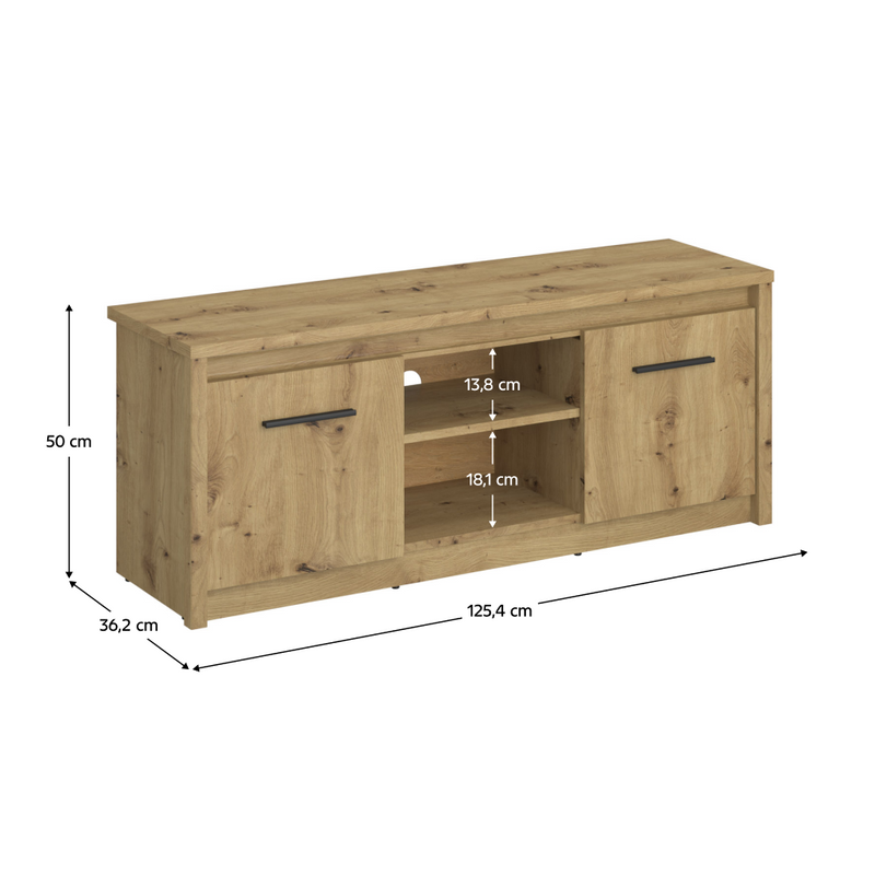 TV asztal 2D/125, artisan tölgy, AIRON