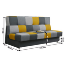 Kanapé, mustár színű anyag/szürke, ALABAMA