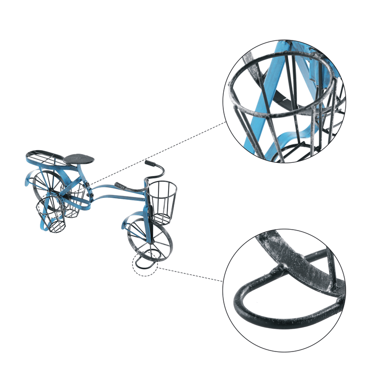 Kerékpár alakú RETRO virágcserép, fekete/kék, ALBO