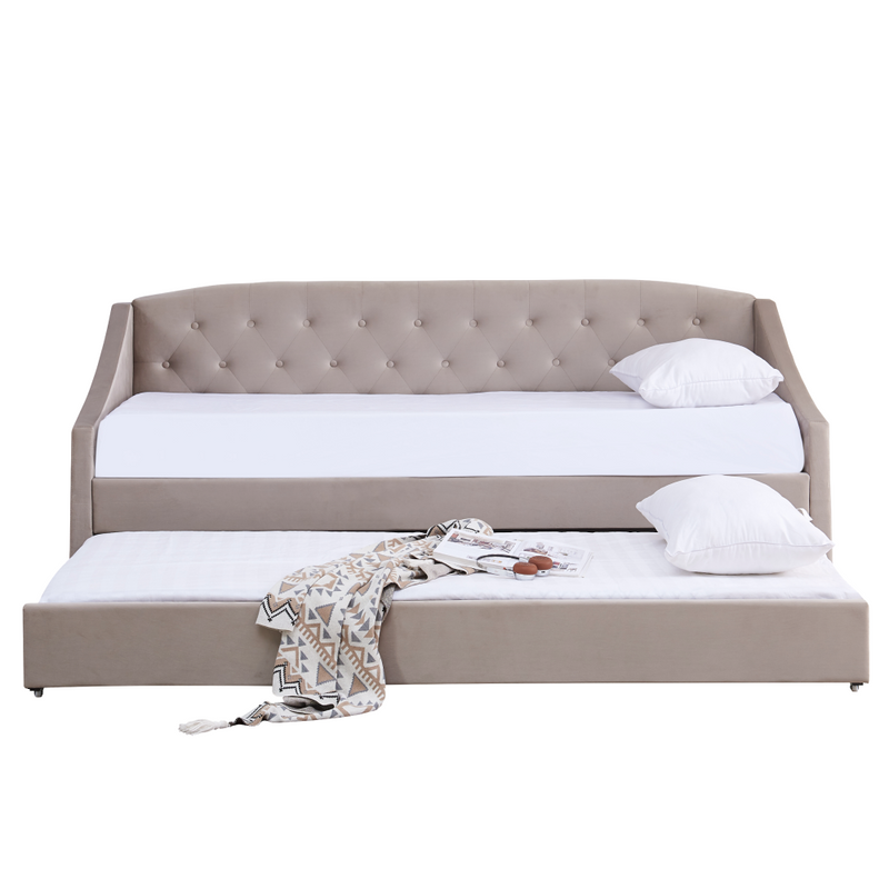 Kihúzható ágy, barnásszürke Taupe, ALODA