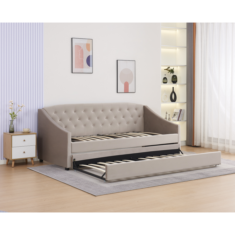 Kihúzható ágy, barnásszürke Taupe, ALODA