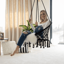 Függő szék, pamut+fém/fekete, AMADO 2 NEW