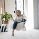 Függő szék, pamut+fém/fehér, AMADO 2 NEW