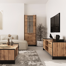 Vitrin, wotan tölgy/fekete, AMONI 1D1W