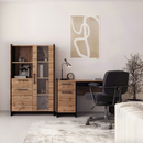 PC asztal 130, wotan tölgy/fekete, AMONI 1D1S