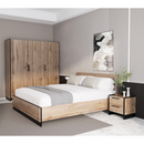 Szekrény, háromajtós, wotan tölgy/fekete, AMONI 3D