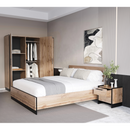 Szekrény, háromajtós, wotan tölgy/fekete, AMONI 3D