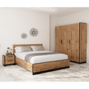 Szekrény, háromajtós, wotan tölgy/fekete, AMONI 3D