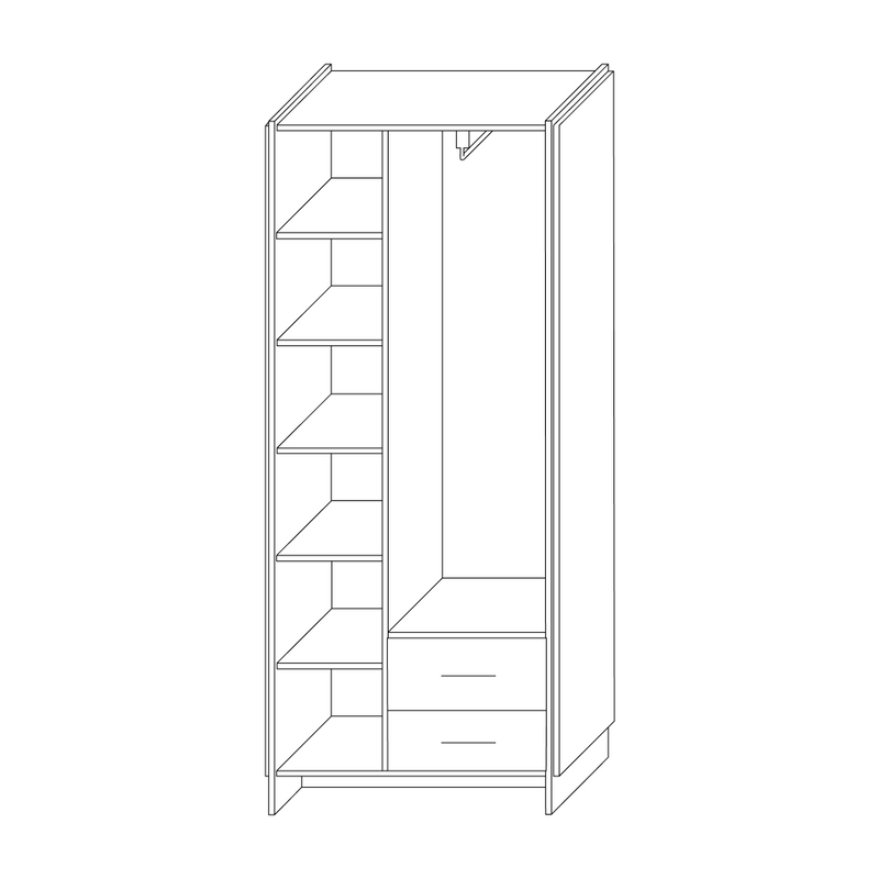 Szekrény, wotan tölgy/fekete, AMONI 2D2S/45